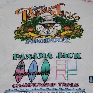 Men's White Vintage Panama Jack AOP All Over Print Single Stitch 90s Surf Shirt